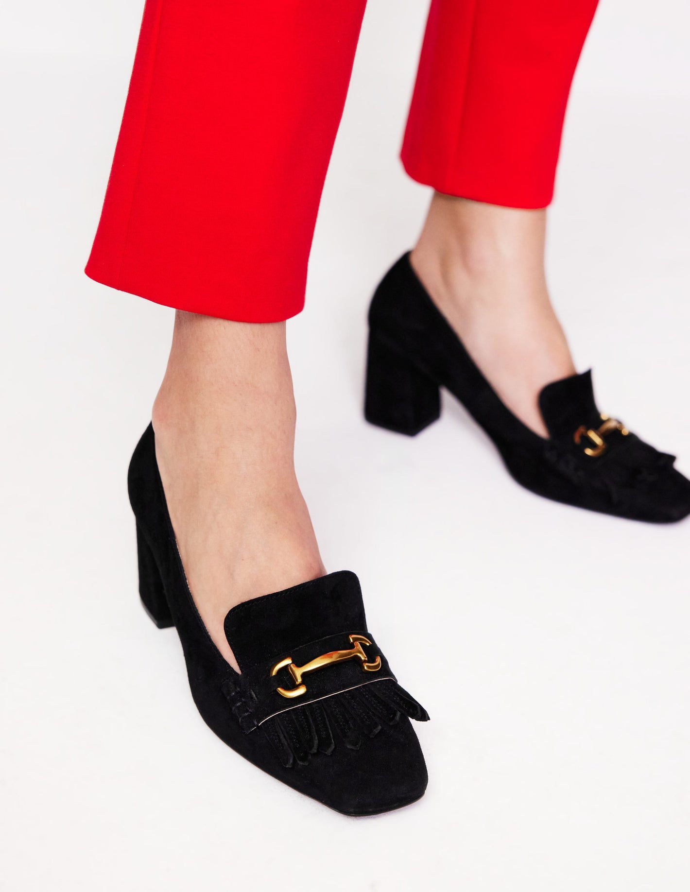 Iris Ghillie Heeled Loafers-Black Suede