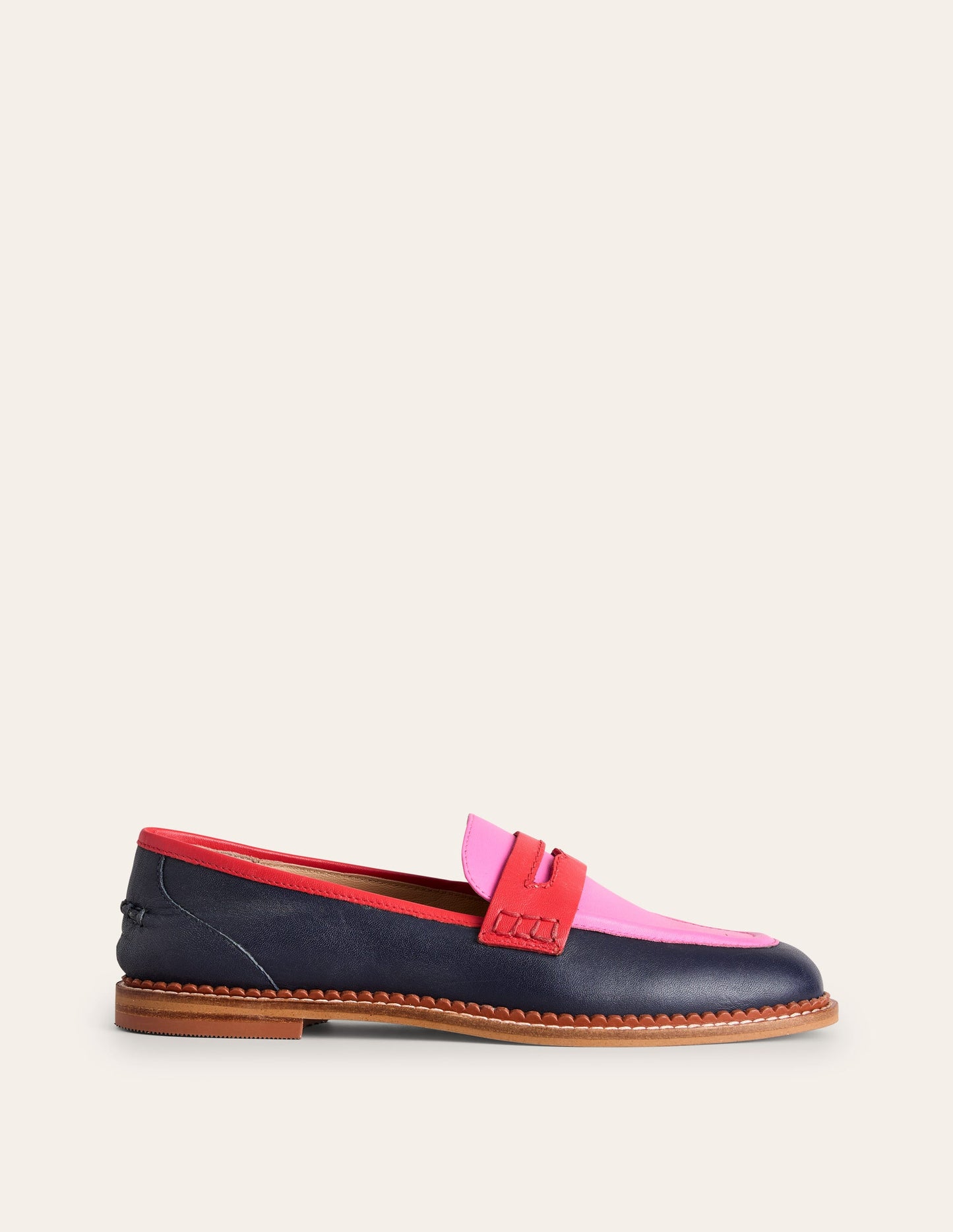 Nya Structured Penny Loafer-Navy/Pink Tourmaline