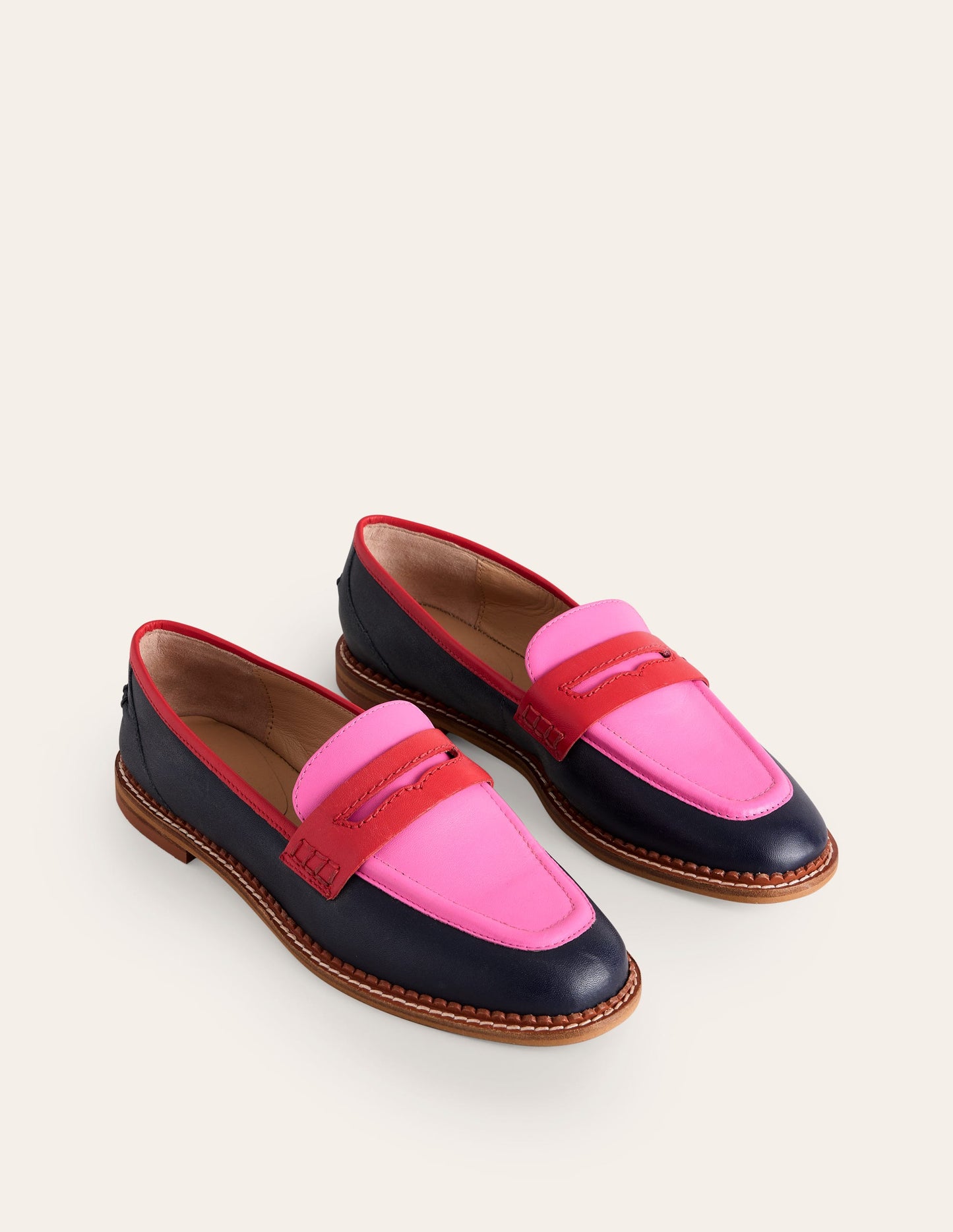 Nya Structured Penny Loafer-Navy/Pink Tourmaline