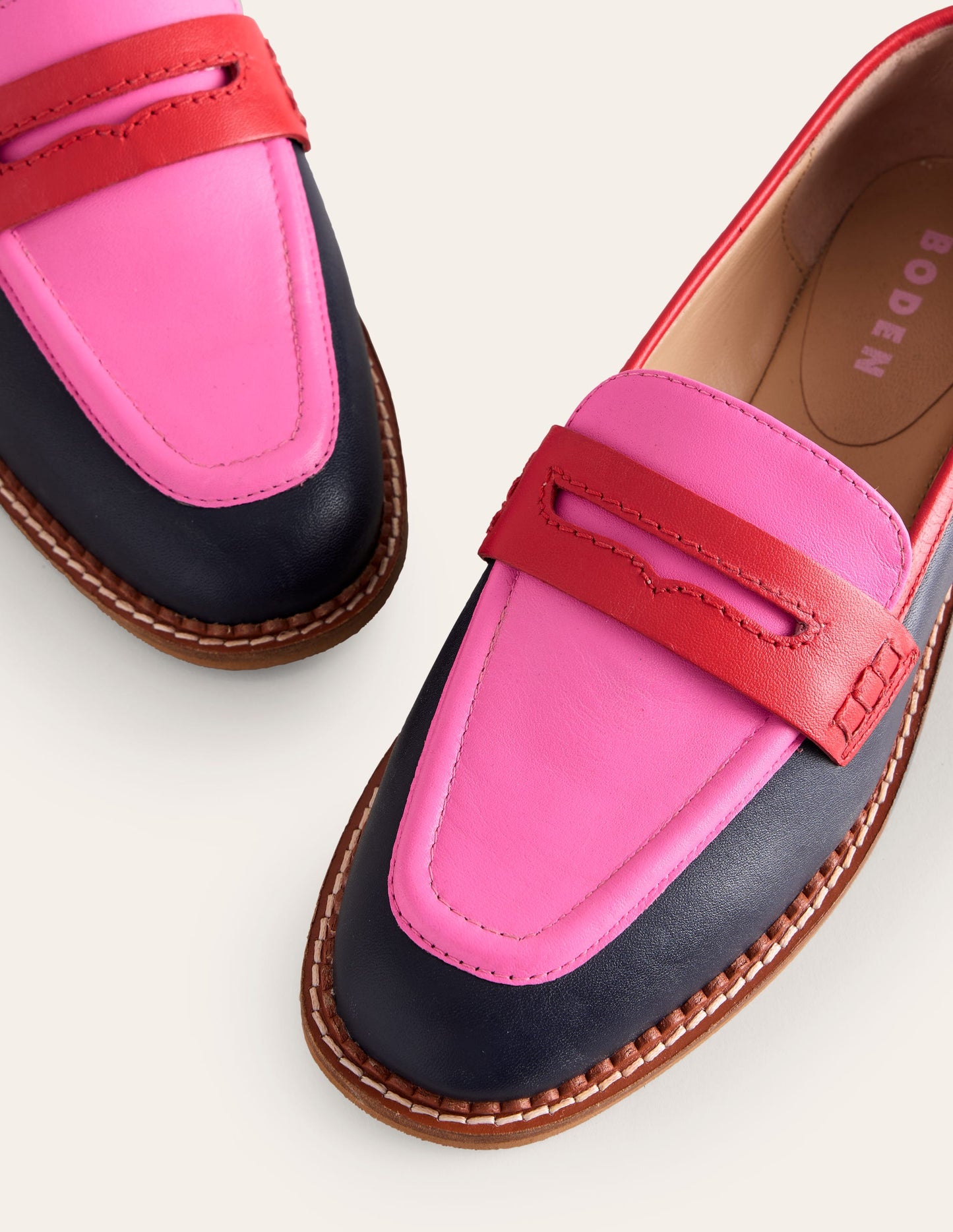 Nya Structured Penny Loafer-Navy/Pink Tourmaline