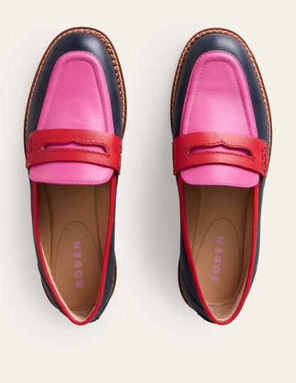 Nya Structured Penny Loafer-Navy/Pink Tourmaline