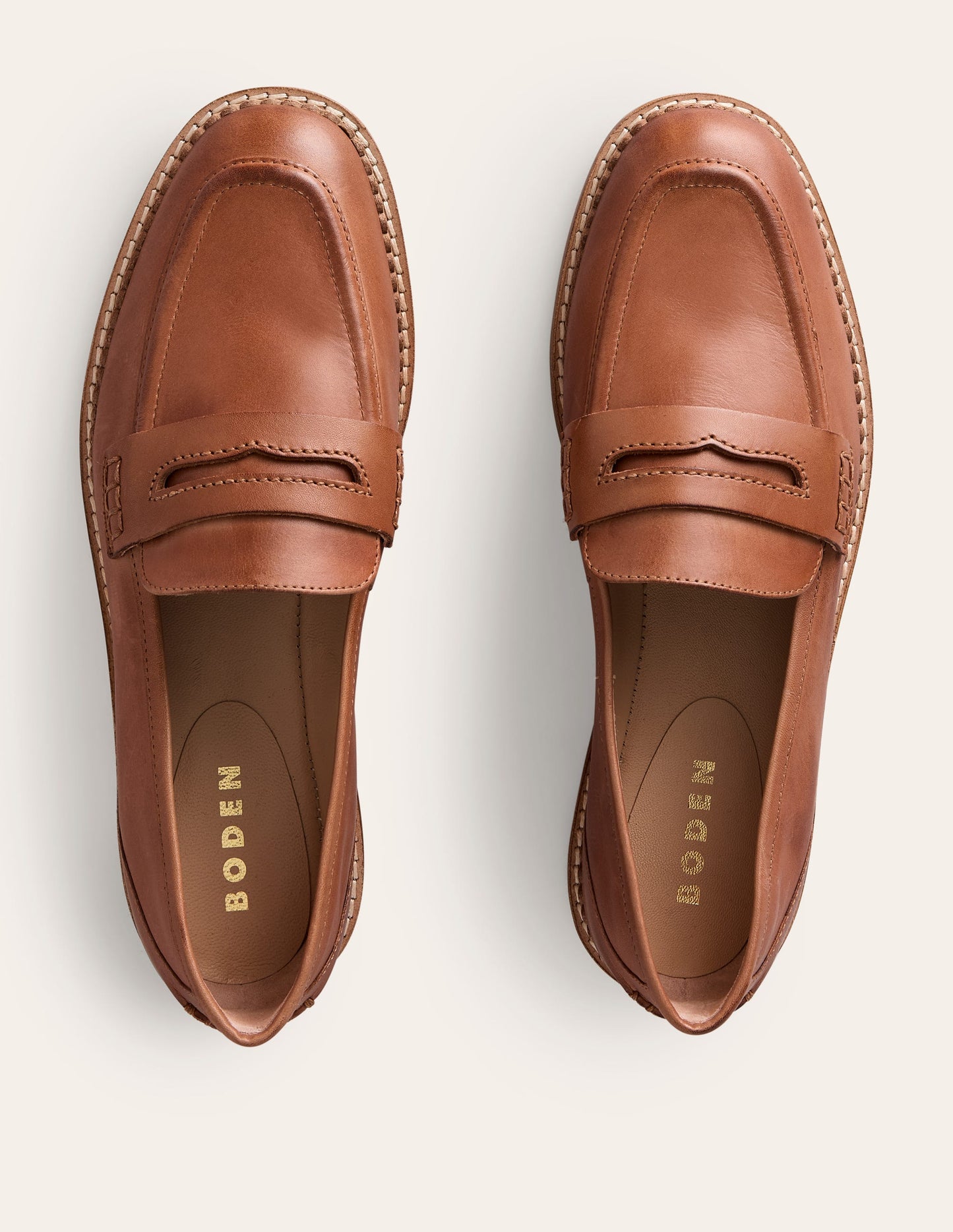 Nya Structured Penny Loafer-Tan Burnished Leather