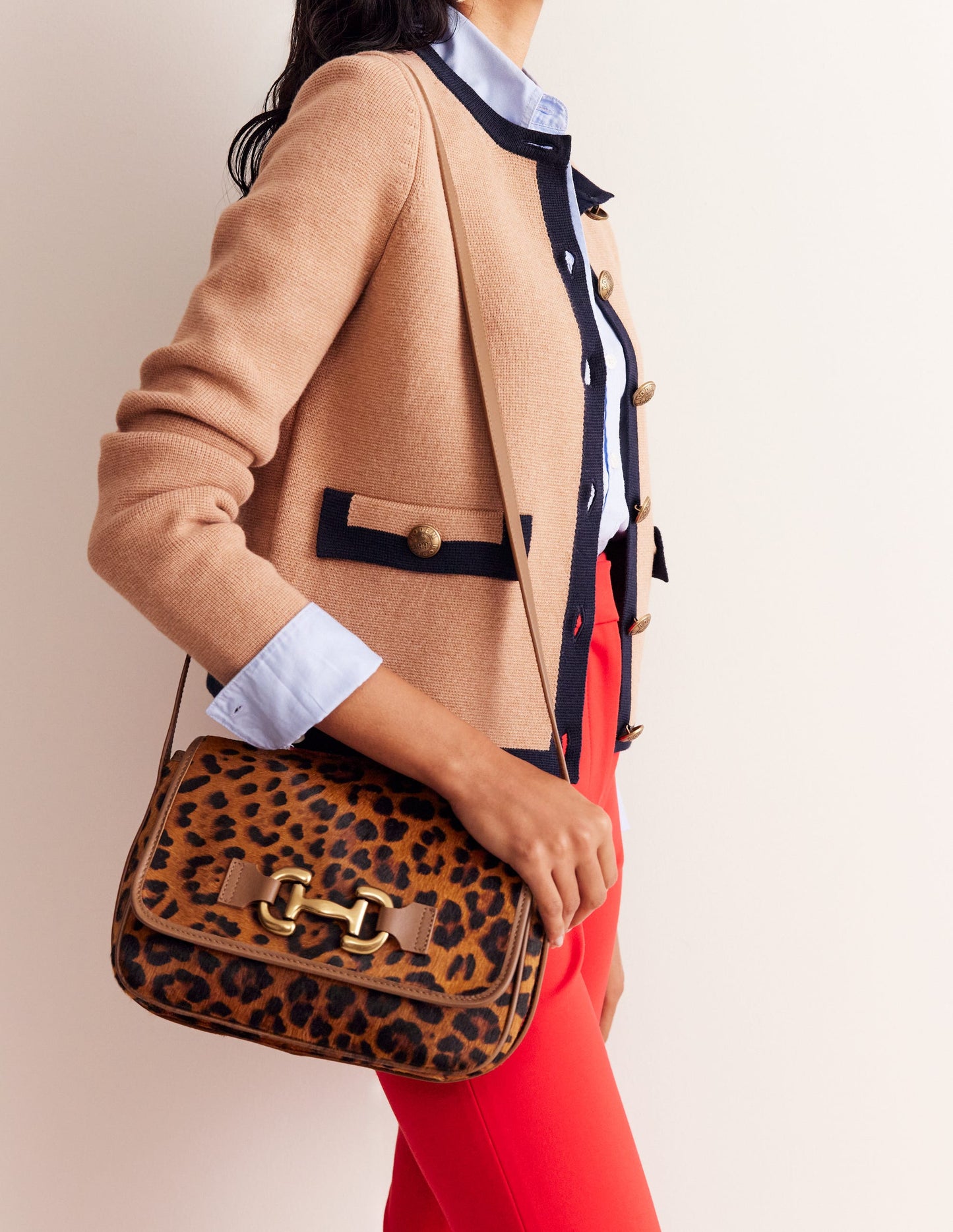 Iris Snaffle Leather Bag-Leopard