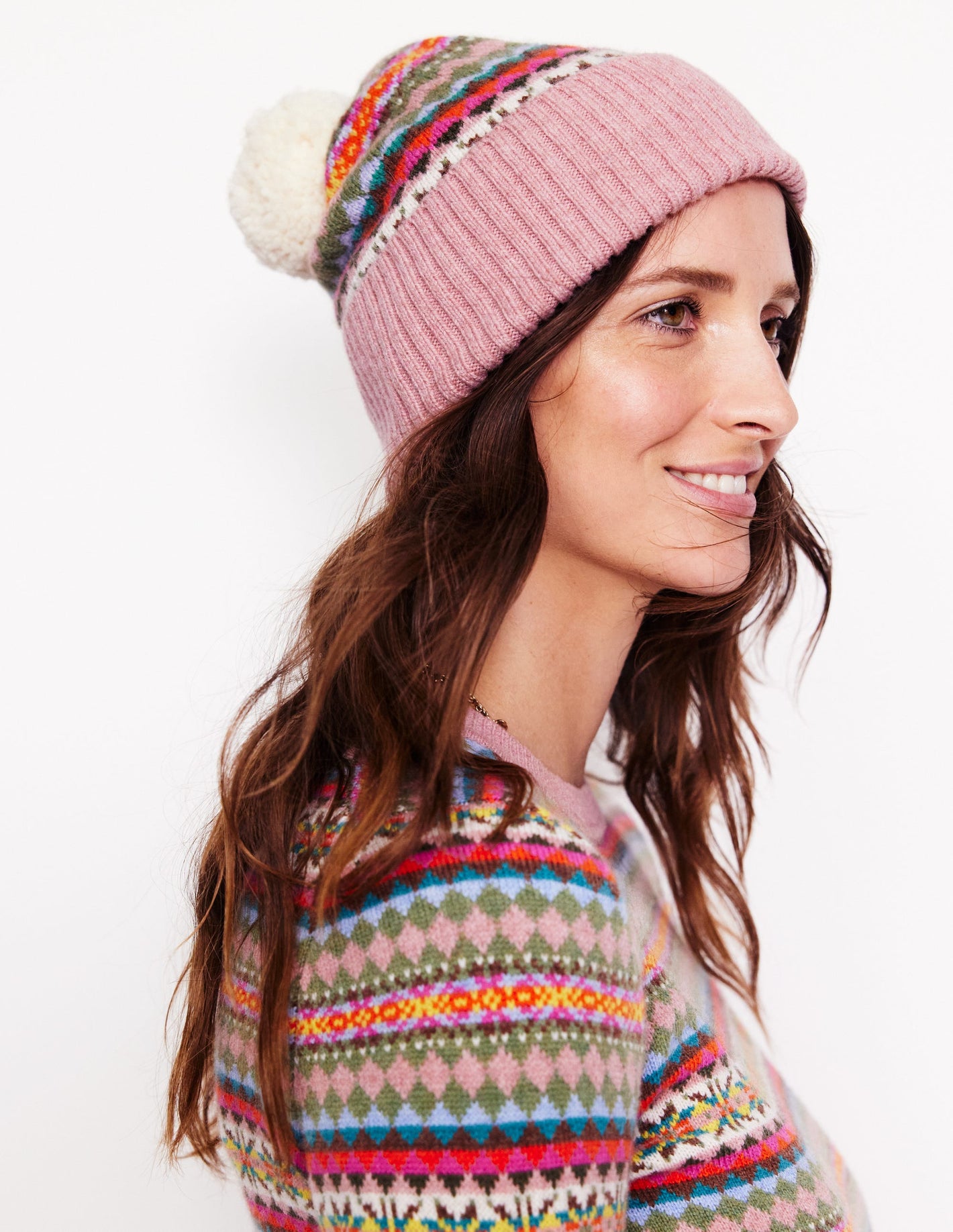 Fair Isle Hat-Pink