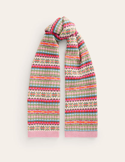 Fair Isle Scarf-Pink