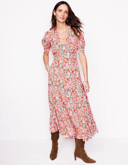 Rosie Godet Tea Dress-Multi, Foliage Bud