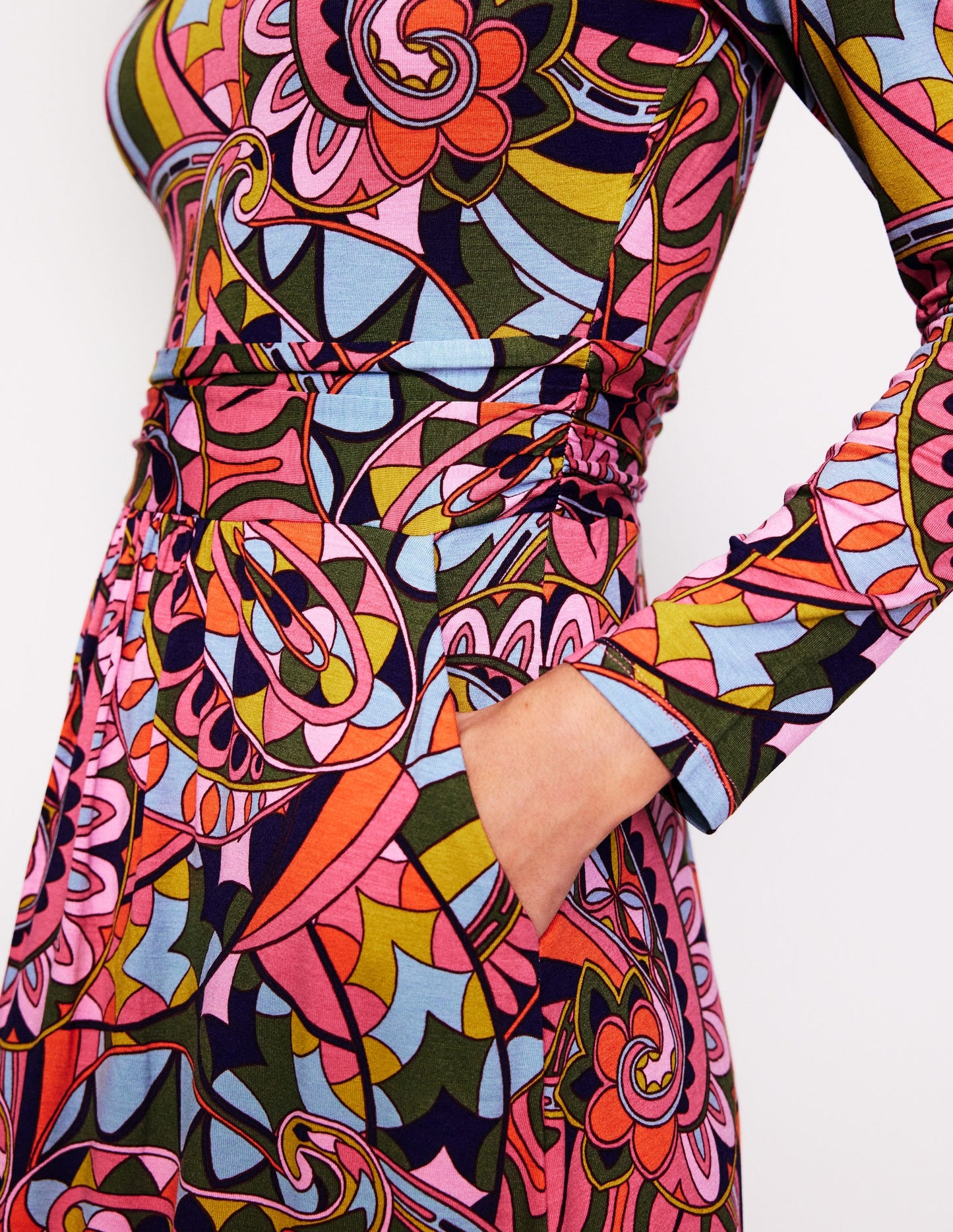 Amelie Long Sleeve Midi Dress-Multi, Kaleidoscopic Paisley