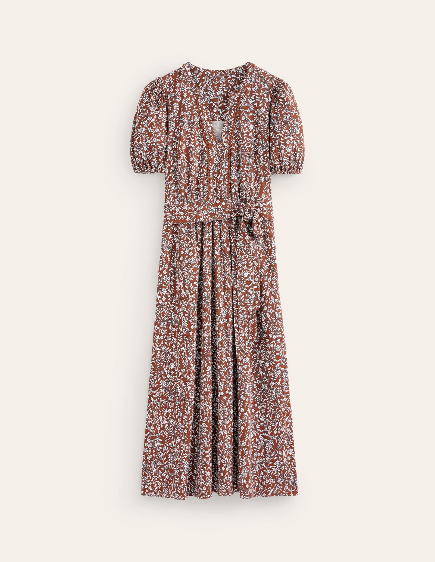 Sofia Trim jersey midi dress-Autumn Brown, Foliage Bud