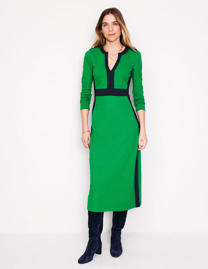 Catherine Ponte Midi Dress-Rich Emerald