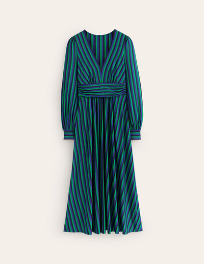 Daphne Jersey Maxi Dress-Rich Emerald, Mazarine Stripe