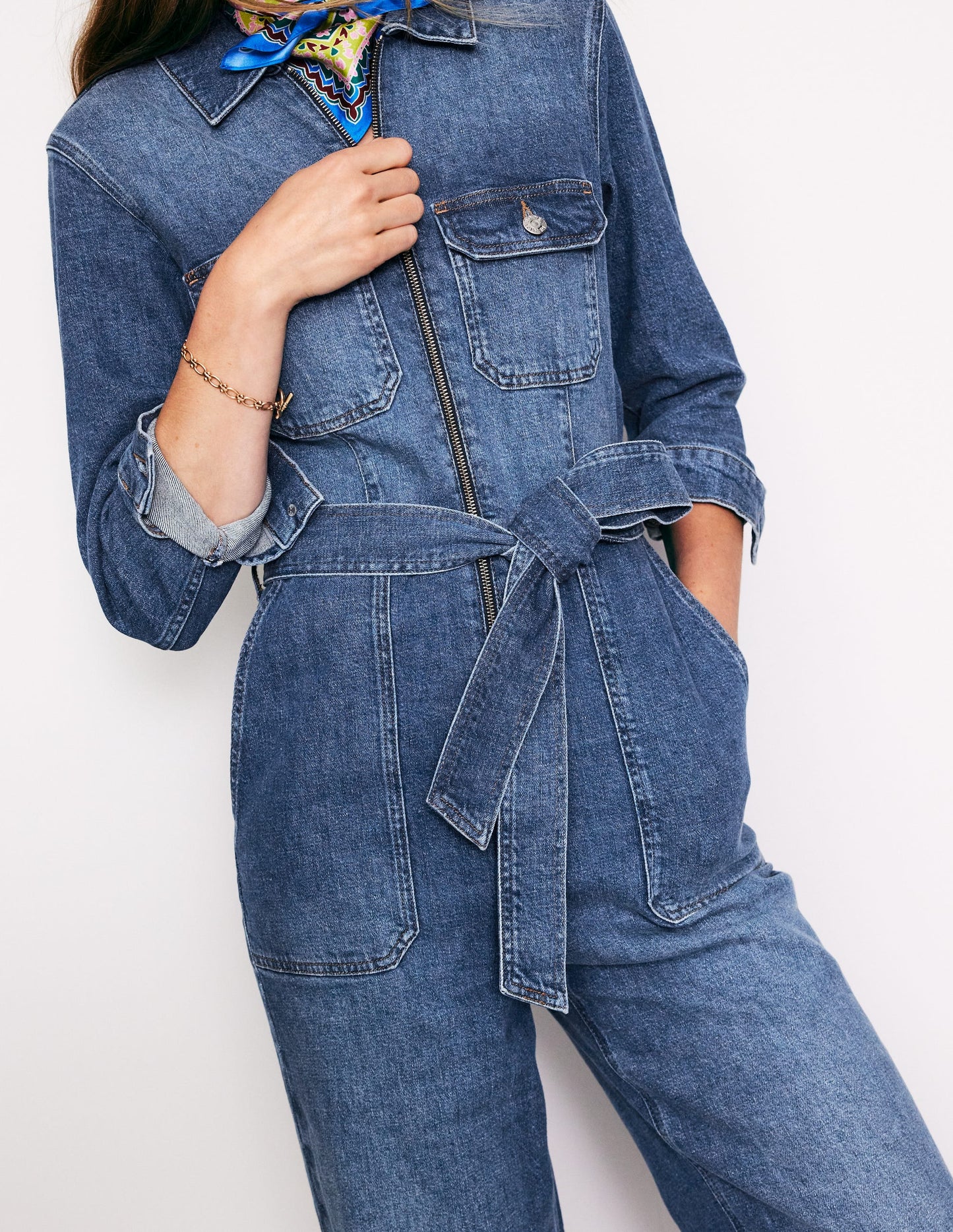 Denim Utility Jumpsuit-Mid Vintage