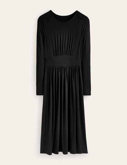 Thea Long Sleeve Jersey Dress-Black