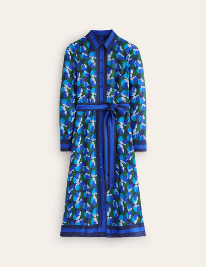 Kate Satin Shirt Dress-French Navy, Tulip Valley