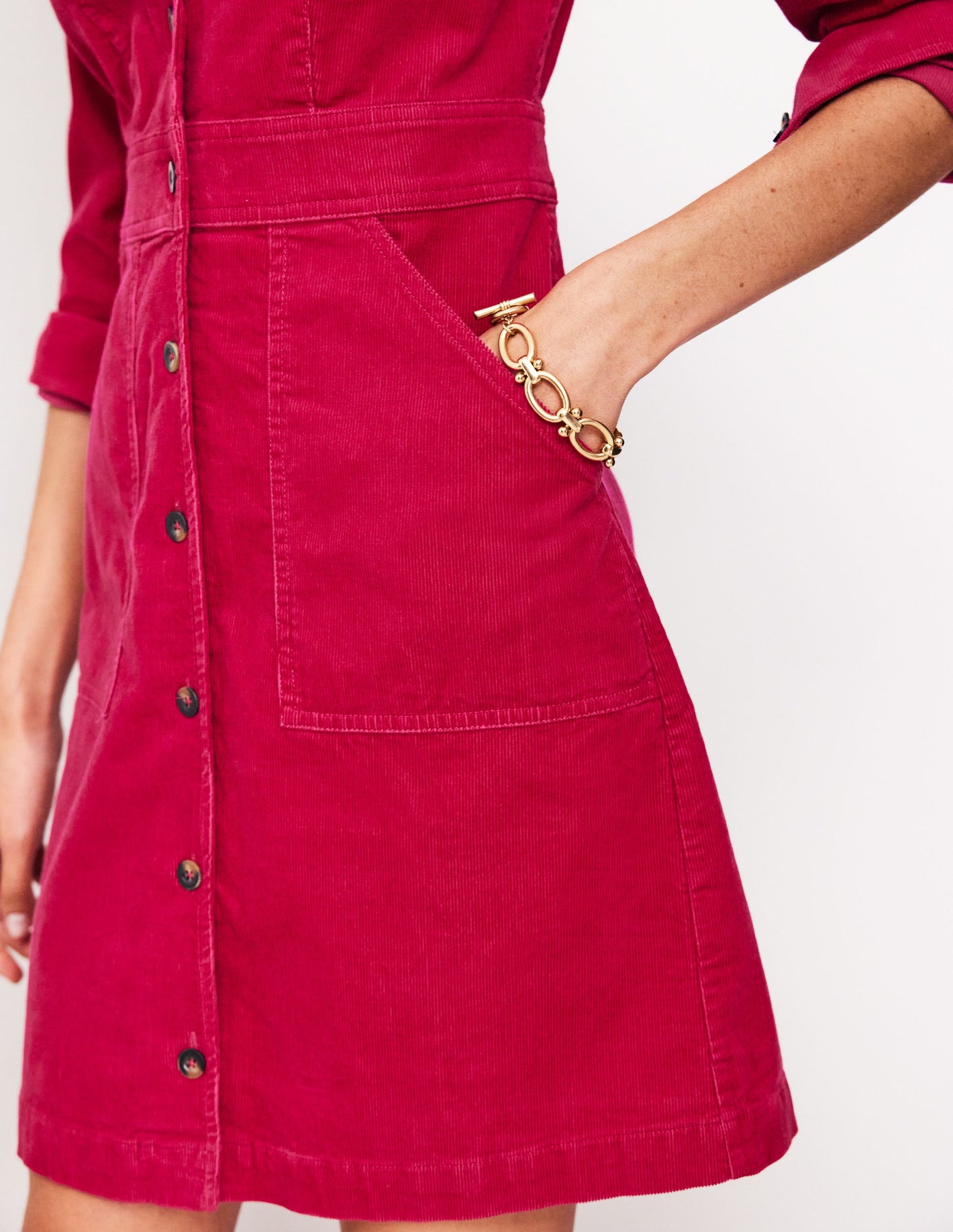 Flora Cord Shirt Dress-Cherries Jubilee