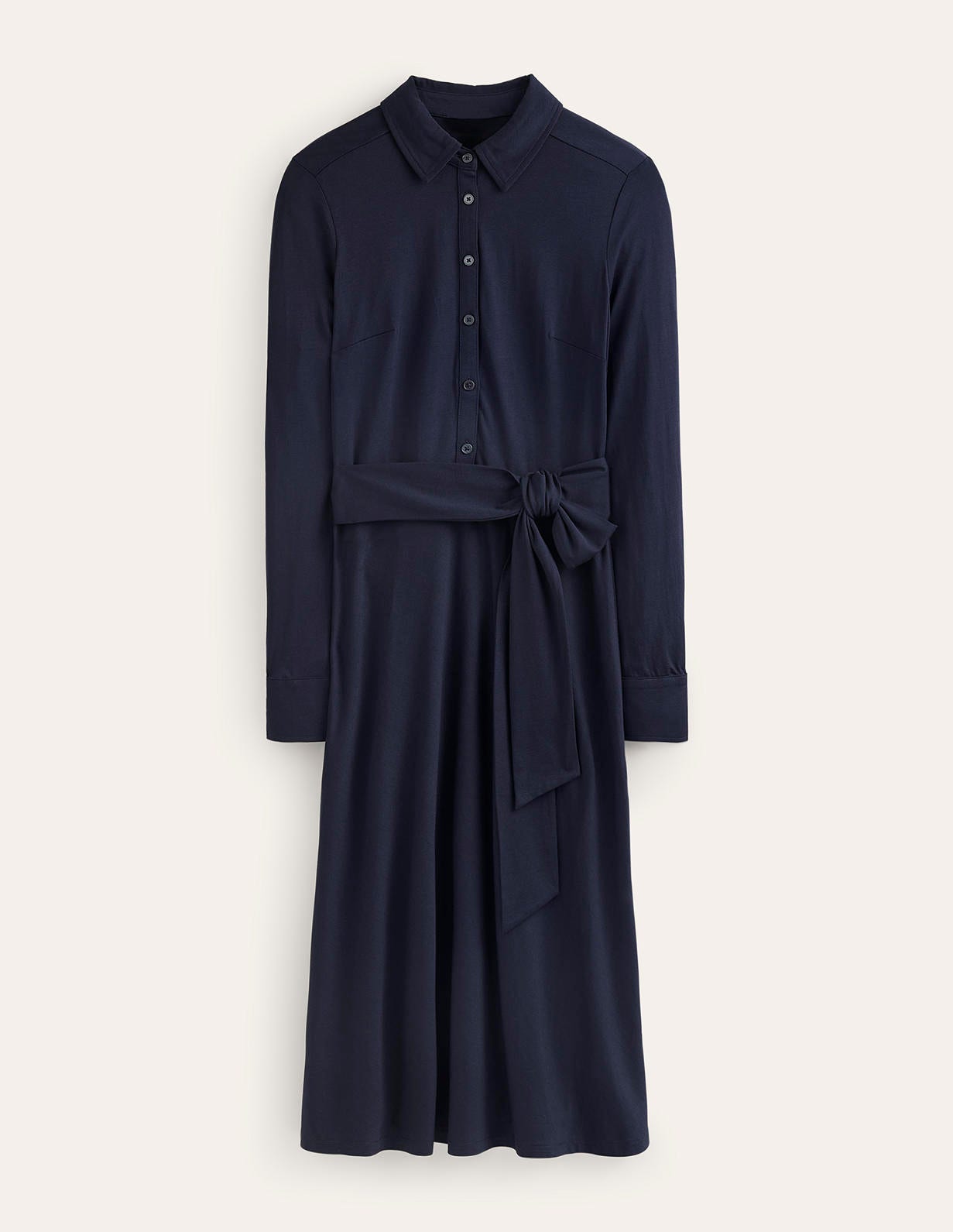 Laura Jersey Midi Shirt Dress-Navy