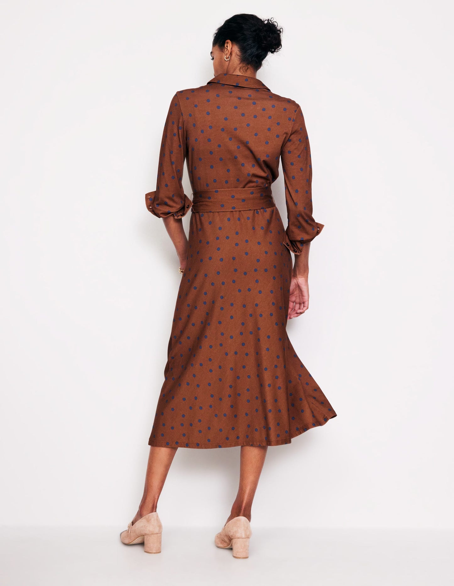 Laura Jersey Midi Shirt Dress-Autumn Brown, Sparse Spot