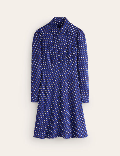 Pocket Detail Shirt Dress-Mazarine Blue, Terrace Swirl