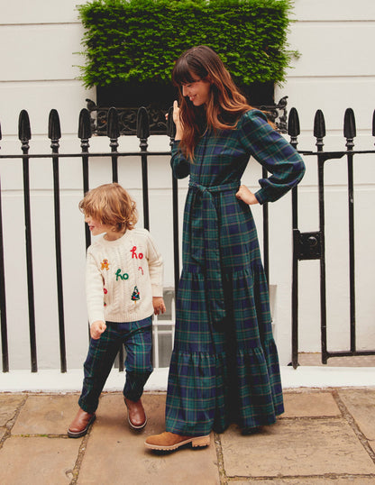 Alba Check Maxi Dress-Navy and Green Check