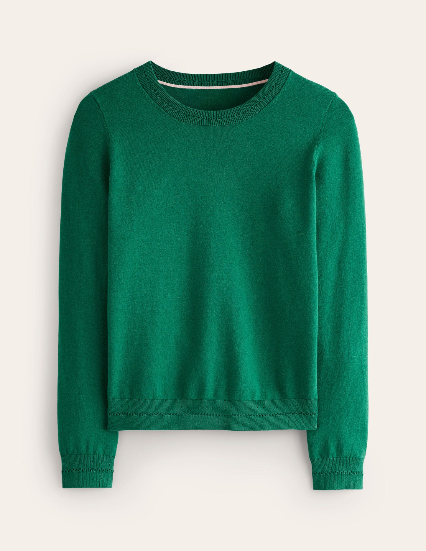 Catriona Cotton Crew Sweater-Malachite Green