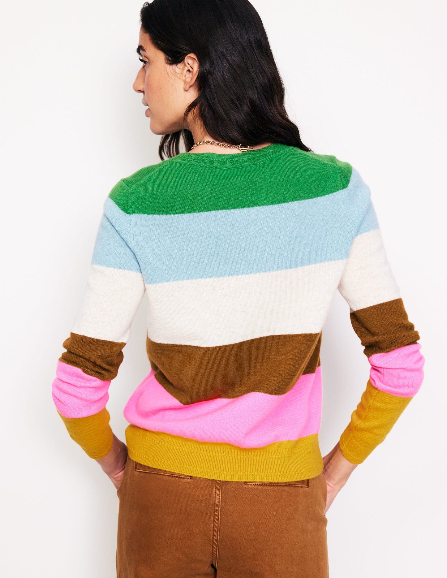 Eva Cashmere Crew Neck Jumper-Multi, Rainbow