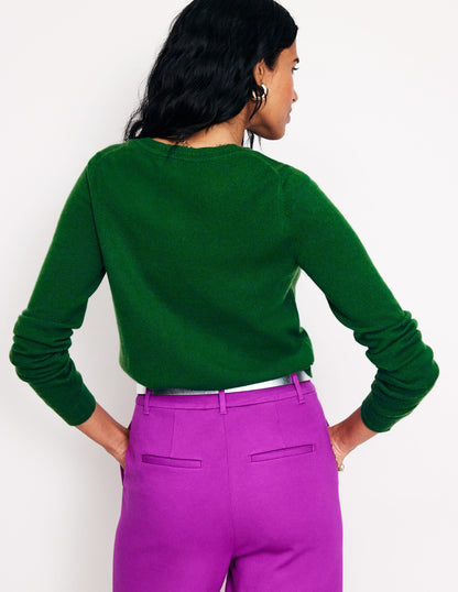 Eva Cashmere Crew Neck Sweater-Pine Green