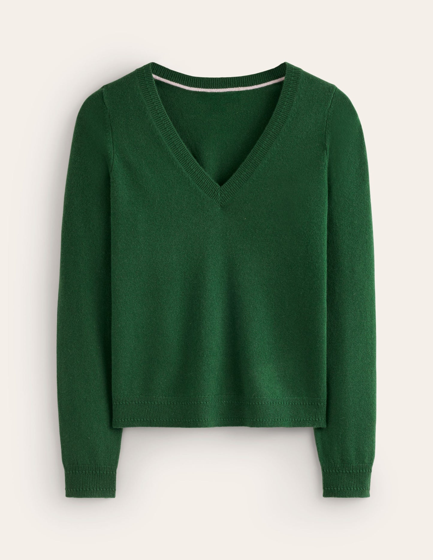 Eva Cashmere V-Neck Sweater-Pine Green