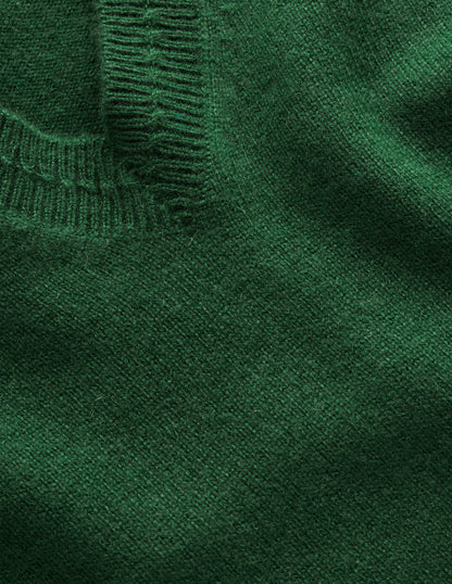 Eva Cashmere V-Neck Sweater-Pine Green