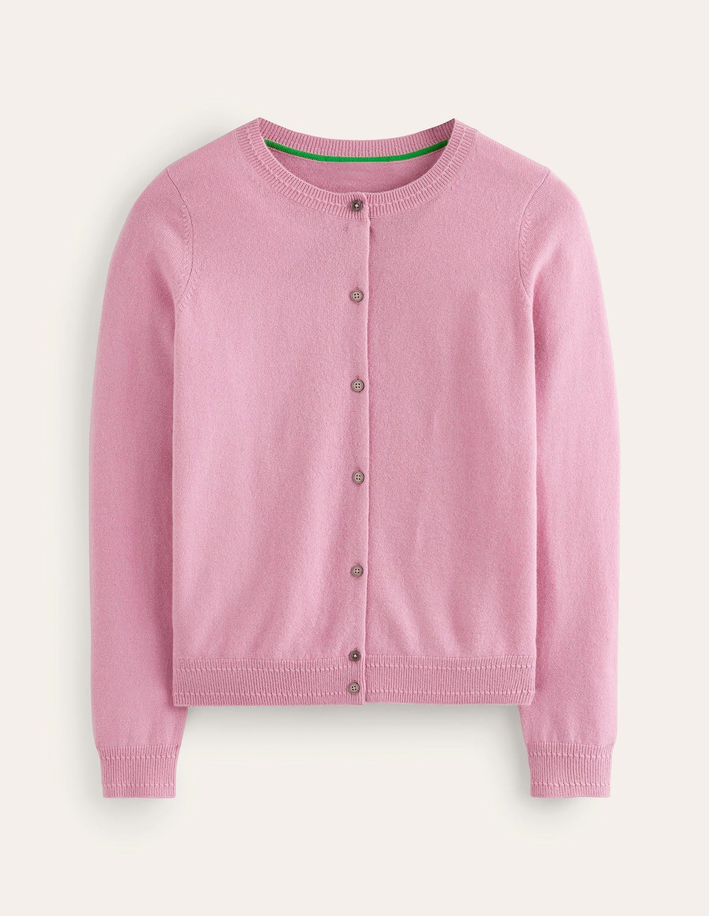 Eva Cashmere Crew Cardigan-Old Rose Pink