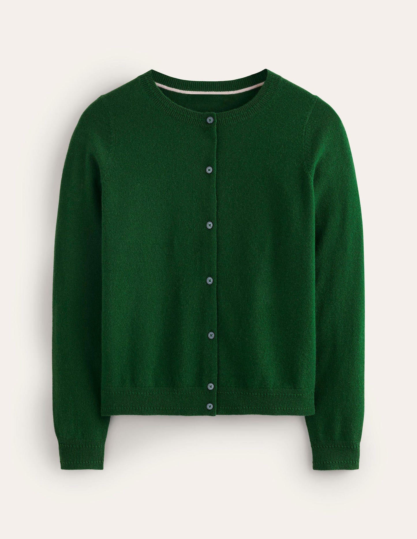 Eva Cashmere Crew Cardigan-Pine Green