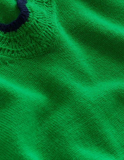 Merino Scallop V-Neck Sweater-Rich Emerald Green