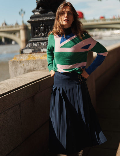 Lydia Cashmere Jumper-Rich Emerald Green, Union Jack