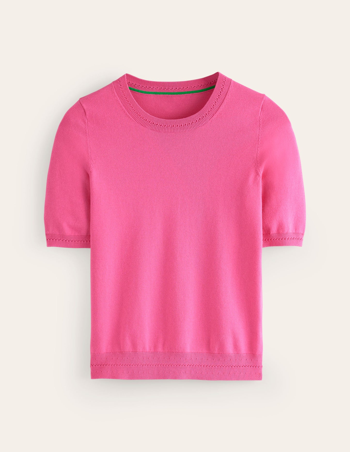 Catriona Cotton Crew T-shirt-Carmine Rose Pink