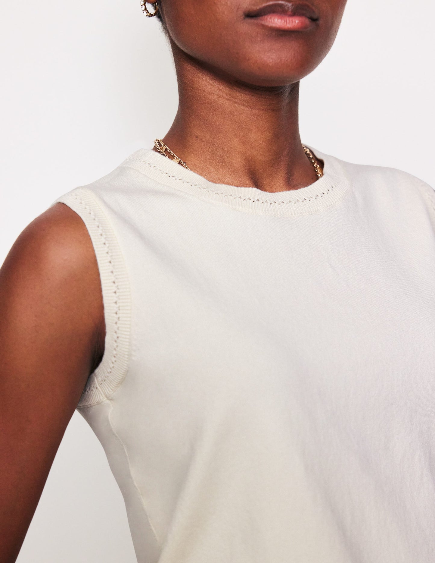 Catriona Crew Neck Cotton Tank-Warm Ivory