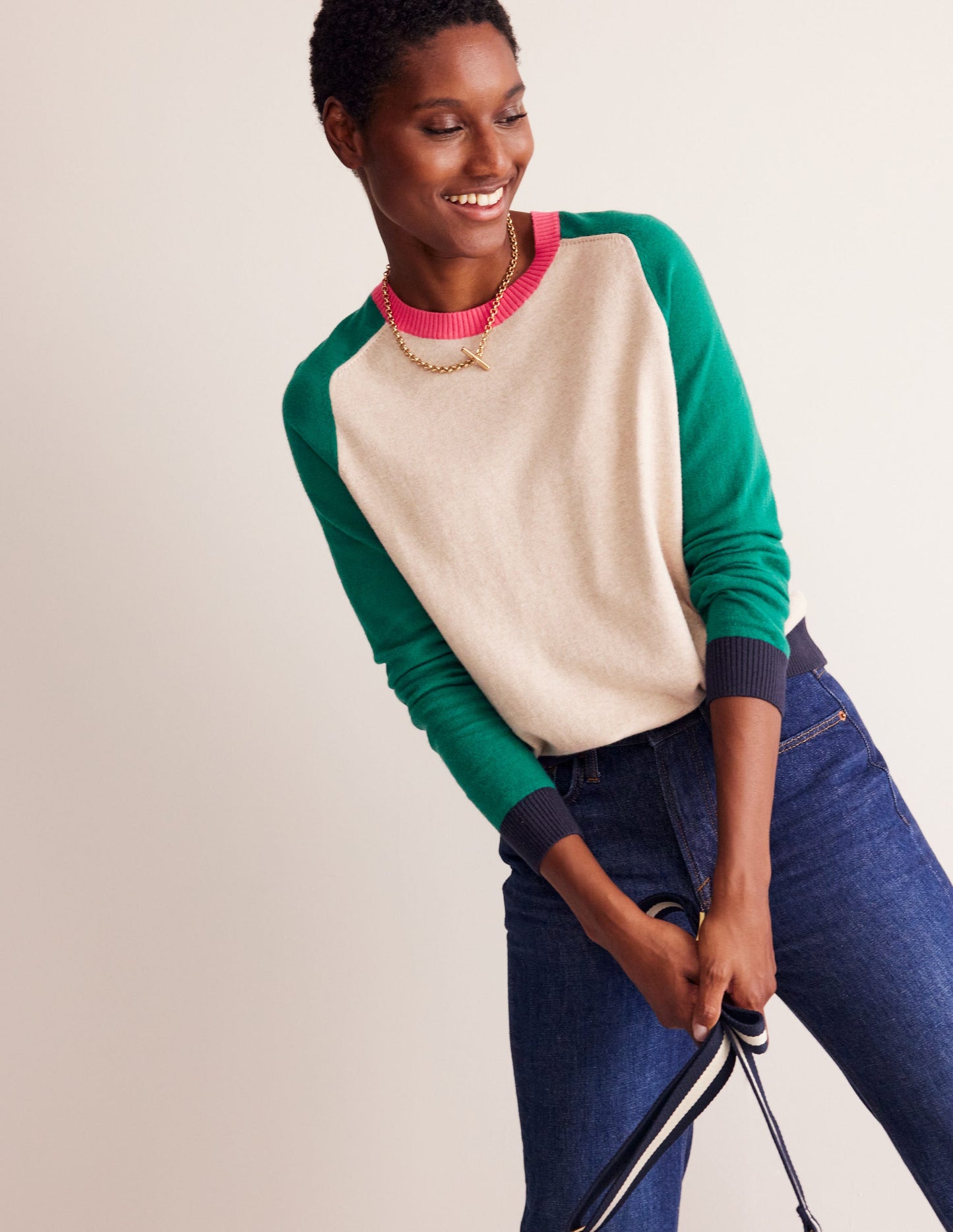 Meg Saddle Sleeve Sweater-Chinchilla, Colourblock