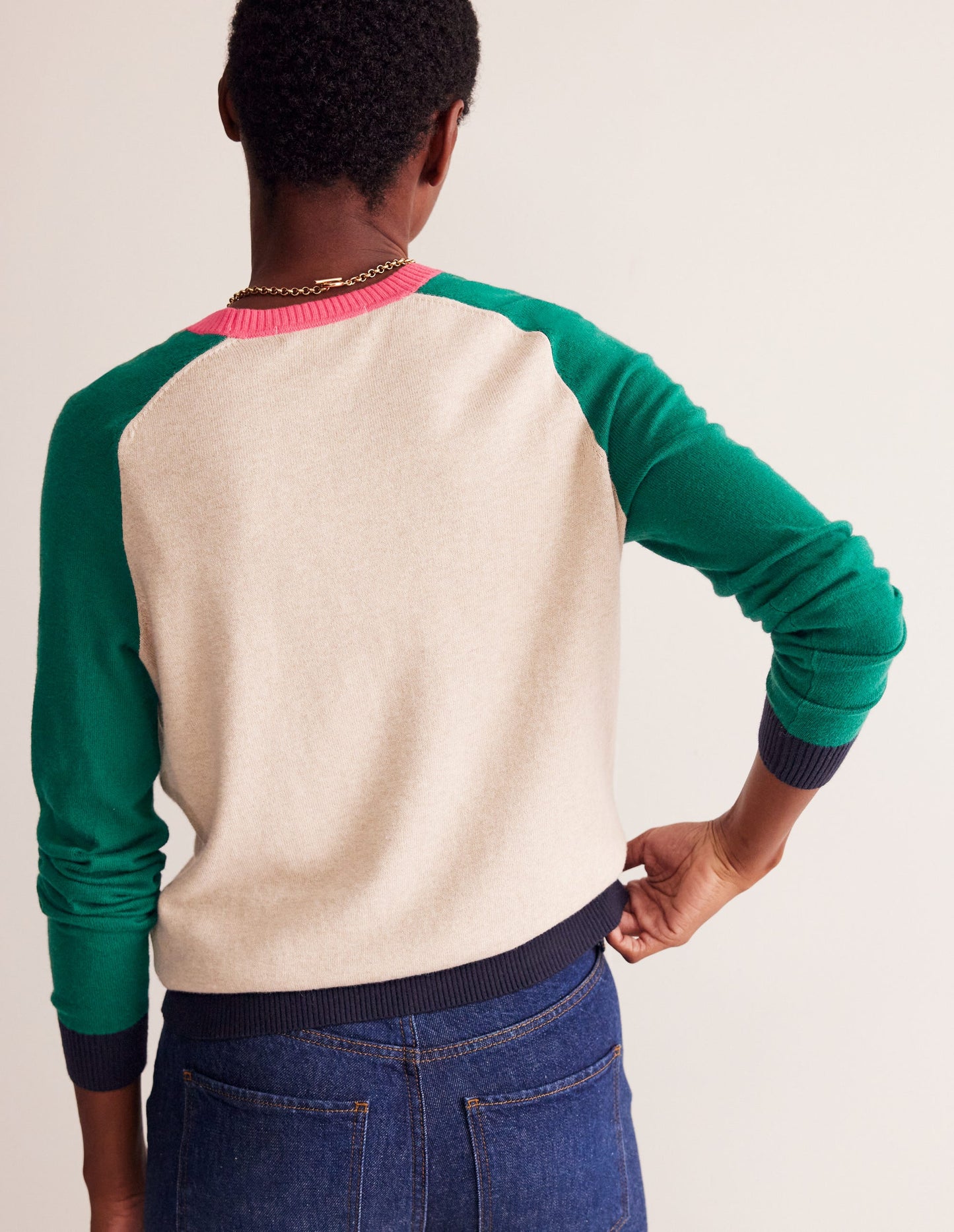 Meg Saddle Sleeve Sweater-Chinchilla, Colourblock