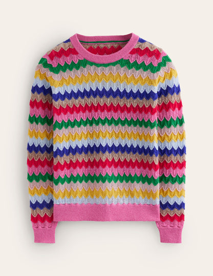 Fluffy Diagonal Stripe Sweater-Multi