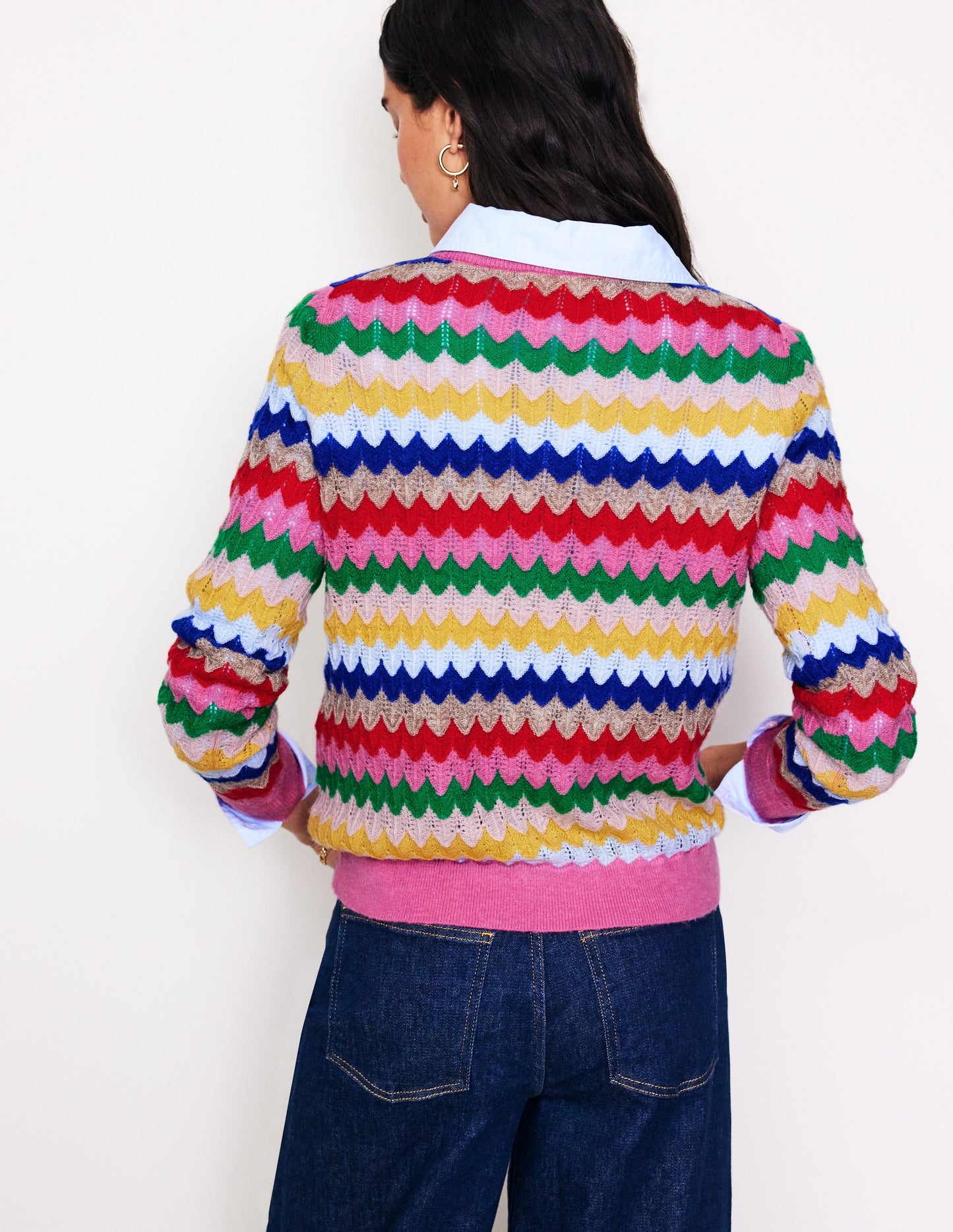 Fluffy Diagonal Stripe Sweater-Multi