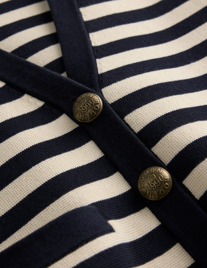 Holly Knitted Waistcoat-Navy and Ivory Stripe