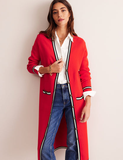 Holly Longline Knitted Jacket-Hot Pepper Red