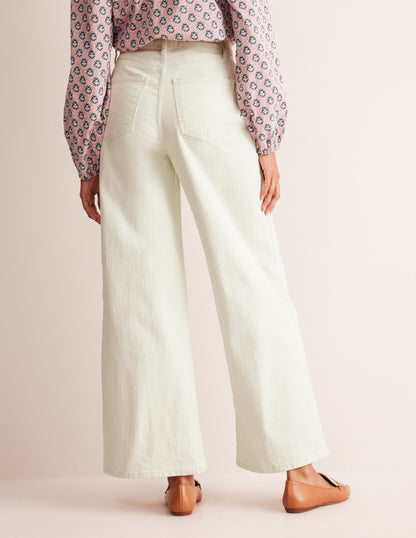 High Rise Wide Leg Jeans-Ecru