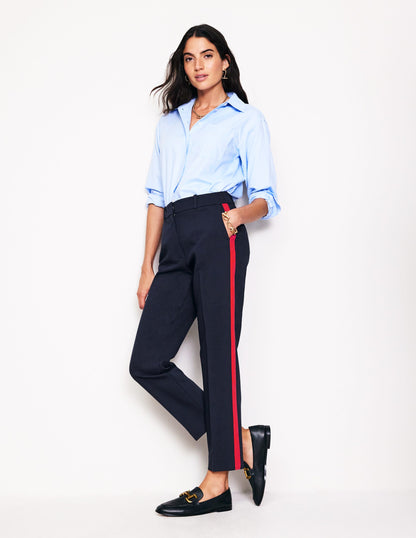 Kew Side Stripe Pants-Navy, Red Stripe