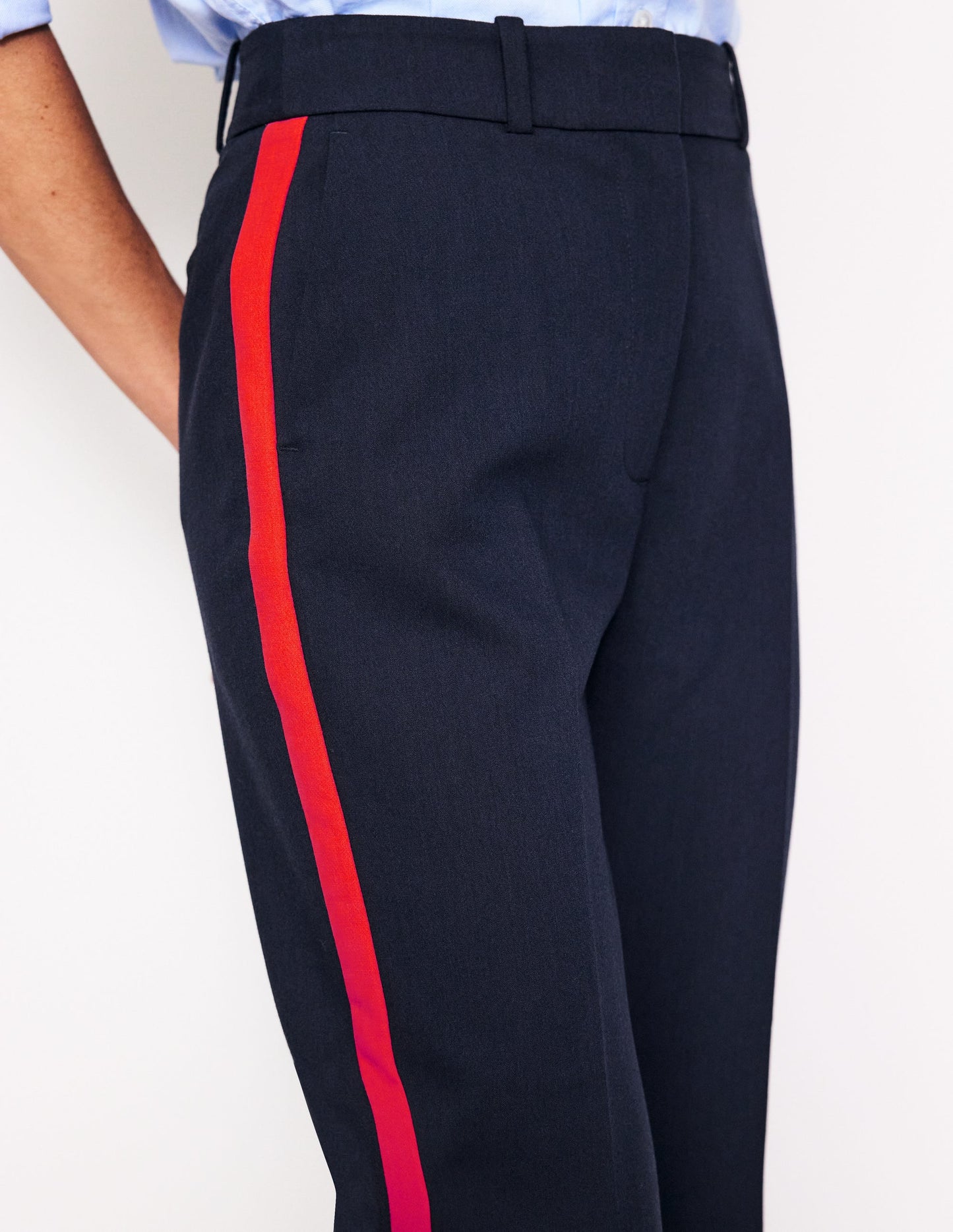 Kew Side Stripe Pants-Navy, Red Stripe