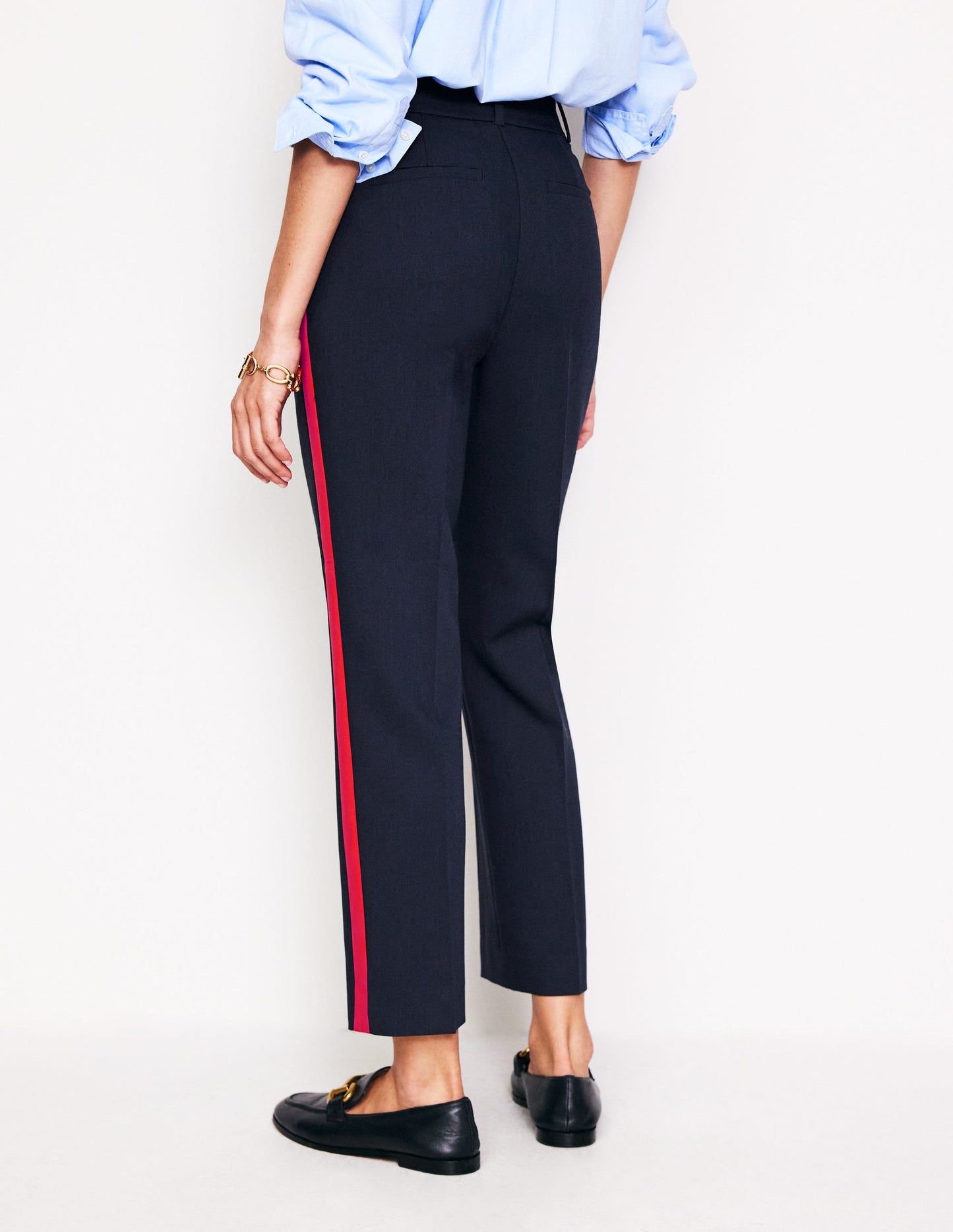 Kew Side Stripe Pants-Navy, Red Stripe