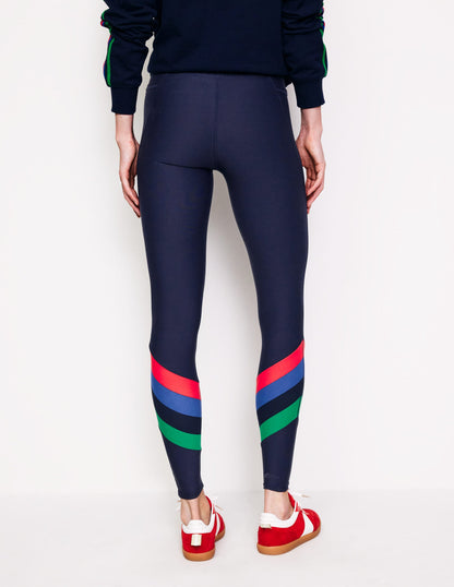 High Waist Pocket Leggings-Navy Stripe