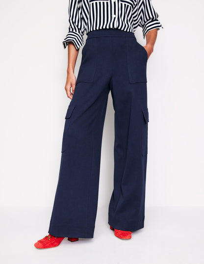 Ponte Twill Pull-on Pants-Navy