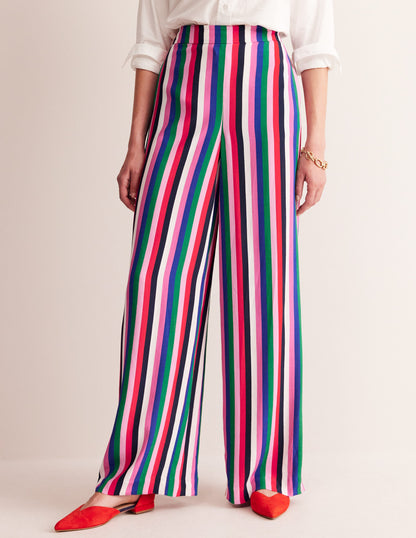 Wide Leg Pull-on Pants-Rainbow Stripe