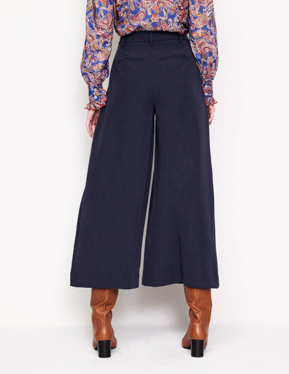 Tailored Cropped Pants-Navy