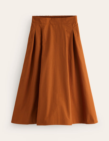 Isabella Taffeta Midi Skirt-Ochre