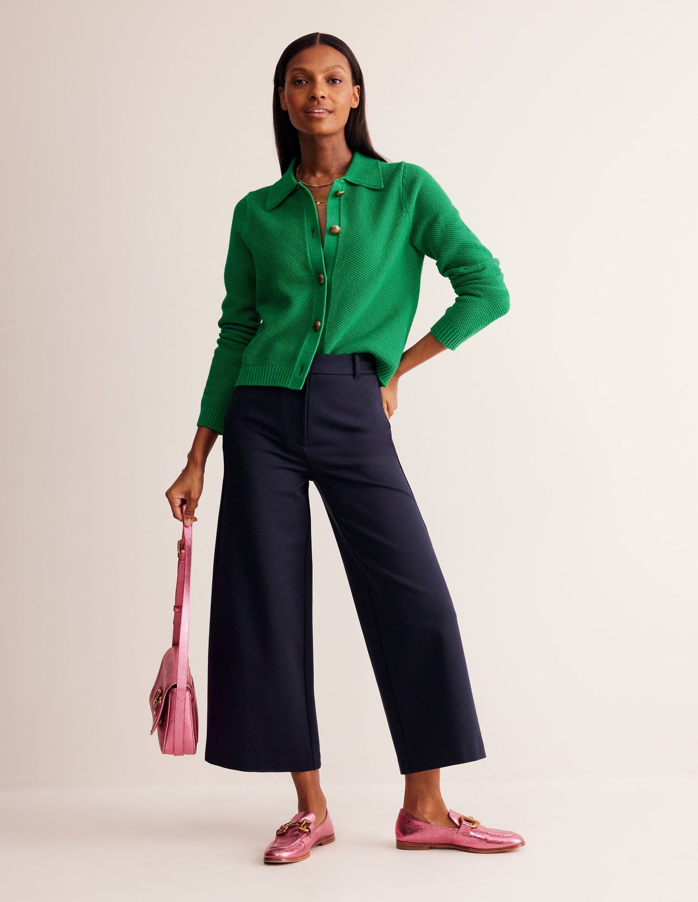 Ponte Wide Leg Culottes-Navy