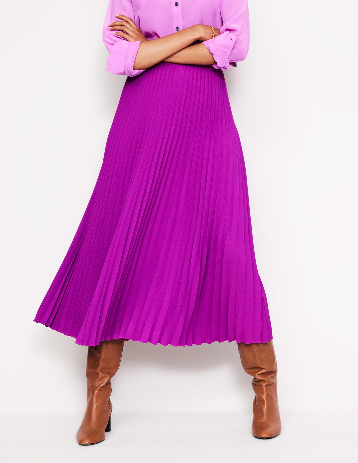 Camilla Pleated Midi Skirt-Regal Purple